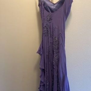 Lilac spaghetti strap beaded gown